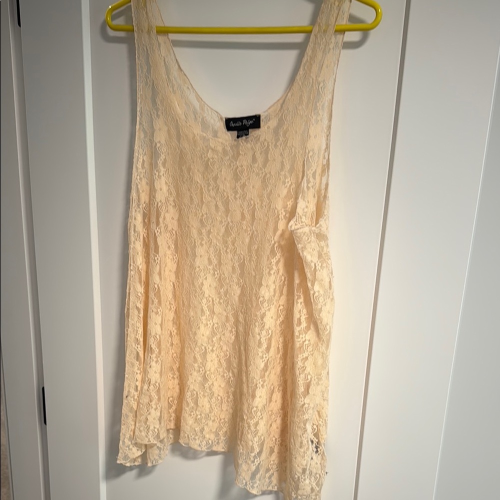 Free People Cream Asymmetrical Tank Top